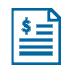 Ícone de um documento com um sifrão, representando o acesso à página de Licitações